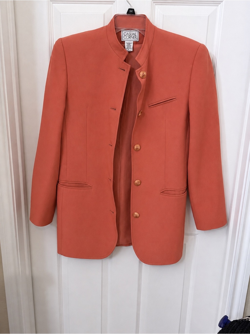 Casual Corner Coral-Orange Button Blazer